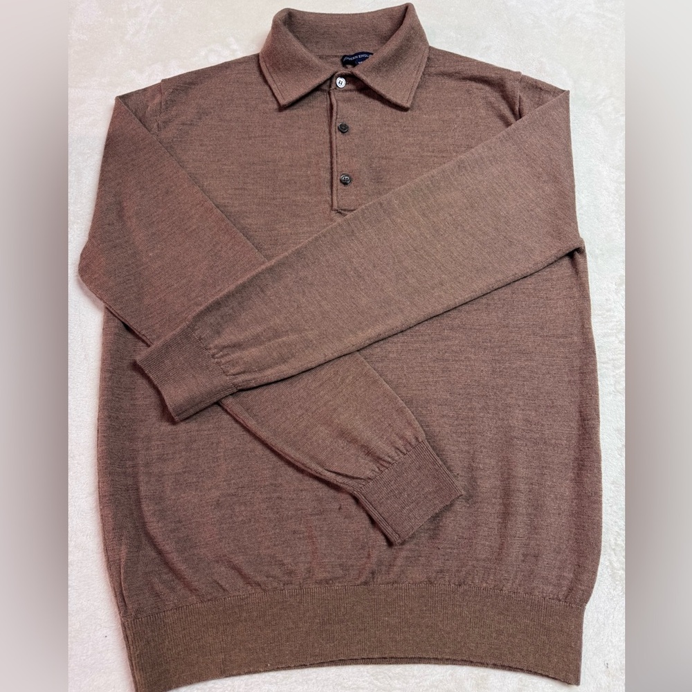 Modern English Men's Long Sleeve Merino Wool Polo Sweater Size Small - Picture 4 of 5